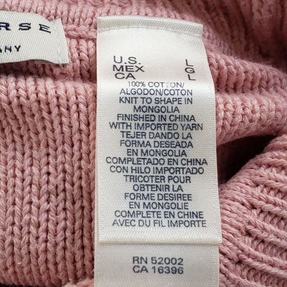 Liz Claiborne Crazy Horse Pink Turtleneck Pullover Cable Knit Sweater L Cotton 1 - Picture 6 of 11